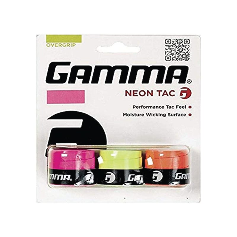 GAMMA Sports Neon Tac Overgrip, Tacky Grip for Tennis, Pickleball, Squash, and Badminton Racquets, Assorted 3 Pack - Image 1
